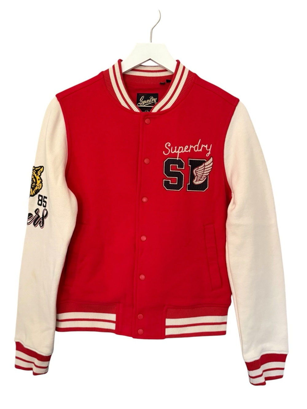 Vintage Y2K Superdry College Varsity Patched Bomber Jacket Women’s Size 8